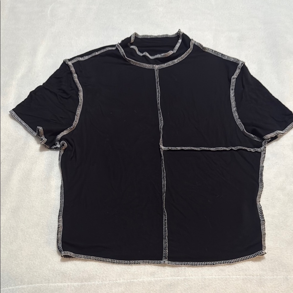 Black top with Contrast Stitching